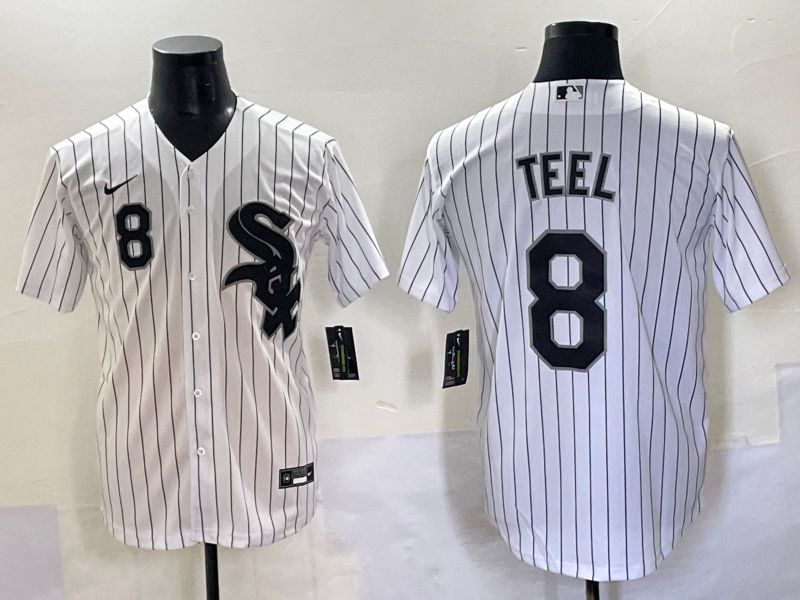 Men 2025 Chicago White Sox #8 Teel White Stripe Game Nike MLB Jersey style 8